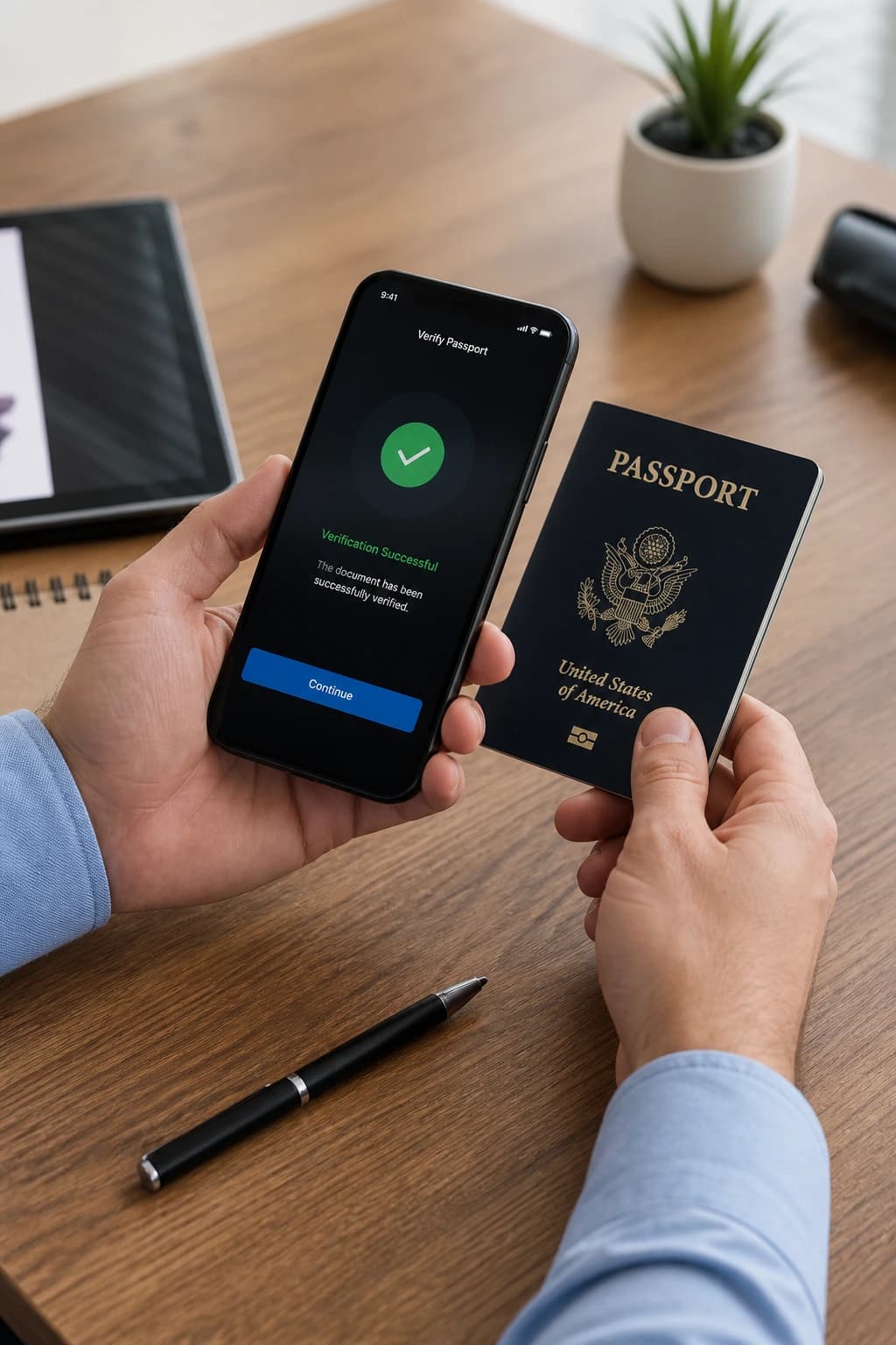 Completing digital passport and KYC verification on a mobile device